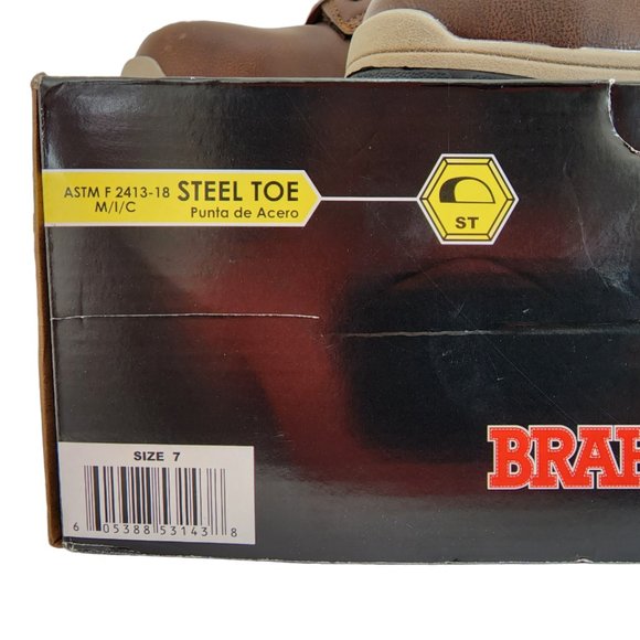 NWT Brahma Men's Vertex Work Comfort Boots Steel Toe Brown Slip & Oil Resistant - Picture 7 of 11